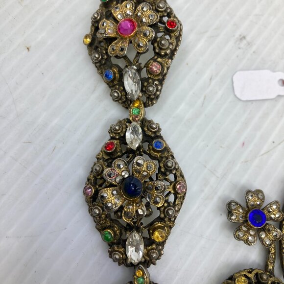 HOLLYCRAFT ? victorian austro-hungarian revival marcasites bracelet brooch set - Picture 3 of 4